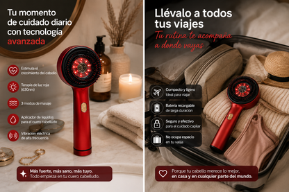 Cepillo Masajeador Capilar con Luz Roja y Microcorriente